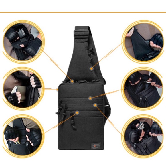 Black Tactical Compact Sling Bag | Concealed Carry - Picture 3 of 7